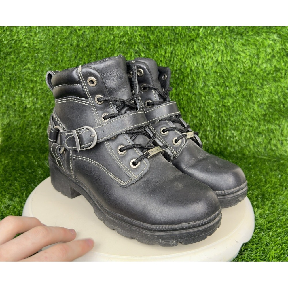 Vintage Y2K Milwaukee Paragon Riding Boots Biker Workwear Black Size 7 MB228